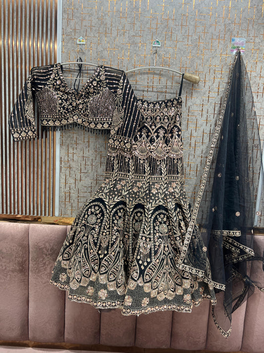 Rust Orange Fish Cut Crop Top Lehenga - Shopping World