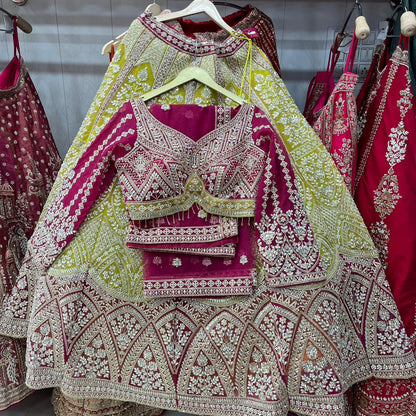 Delightful Light Cream peach Crop Top Lehenga