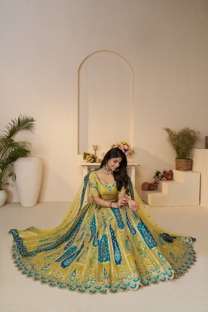 Charming yellow girlish lehenga 484