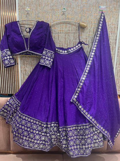 White Crop top Lehenga