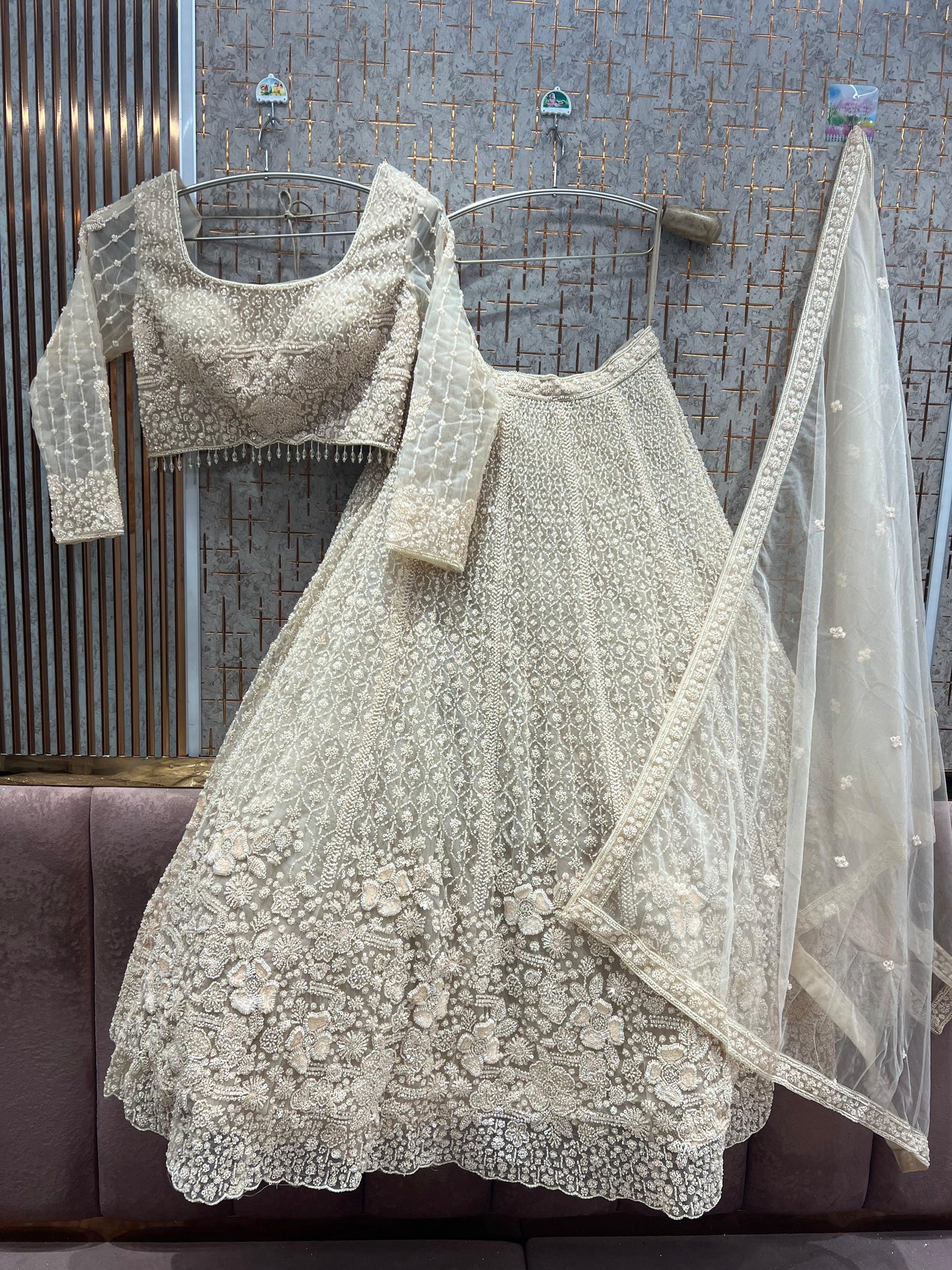 White Floral Crop Top Lehenga