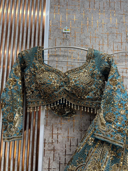 Eye Catching Blue Crop Top Lehenga