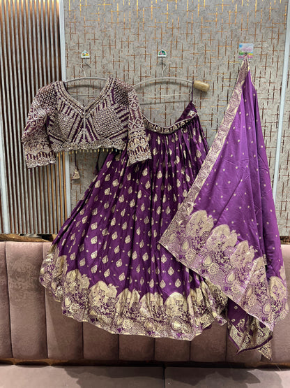 Purple Crop Top Lehenga