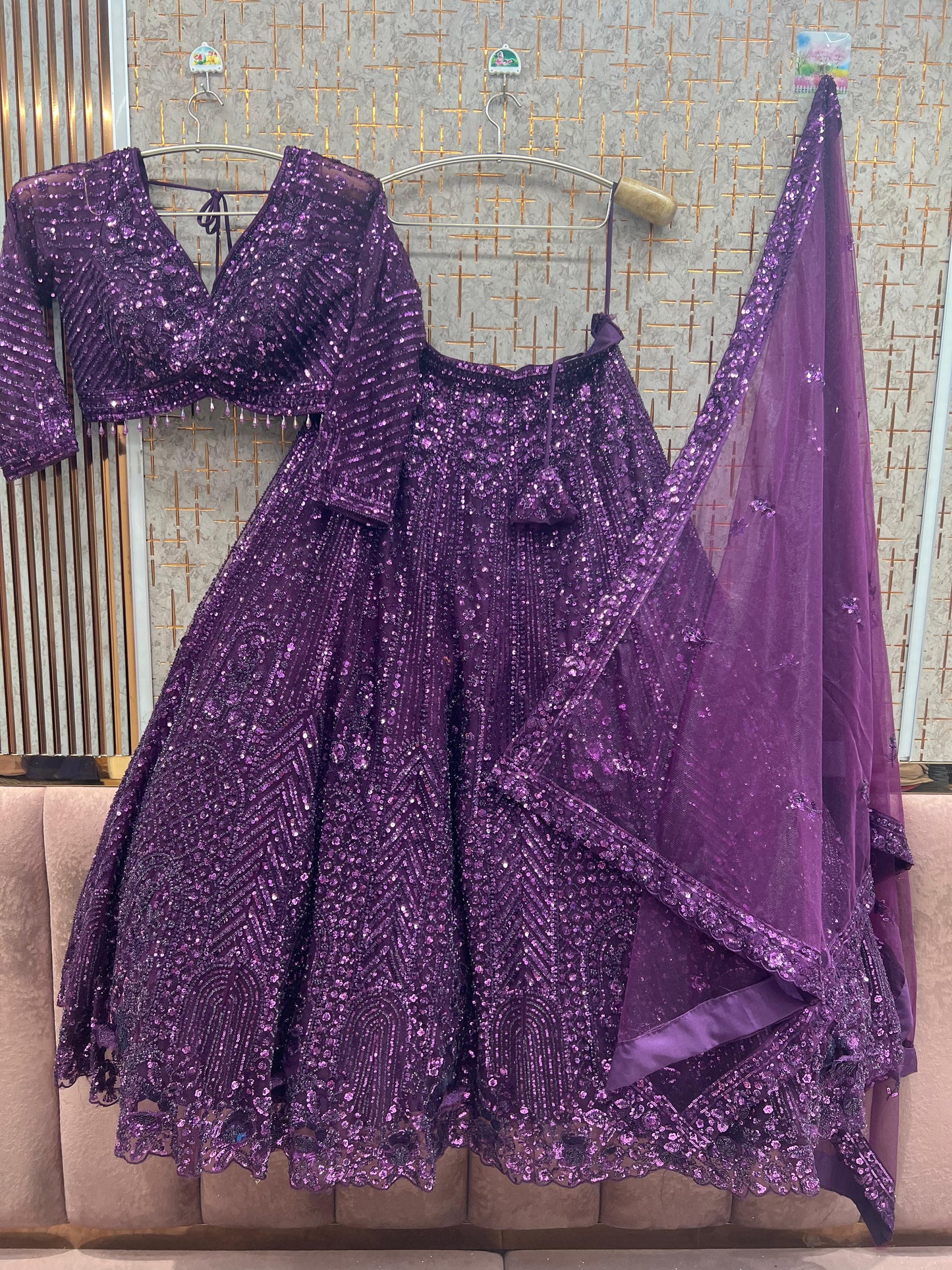 Ready to wear Monotone pink on pink crop top Lehenga - Shopping World