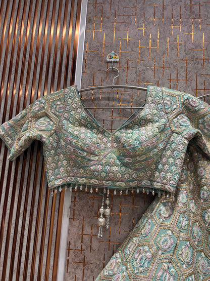 Sea Green Crop Top Lehenga