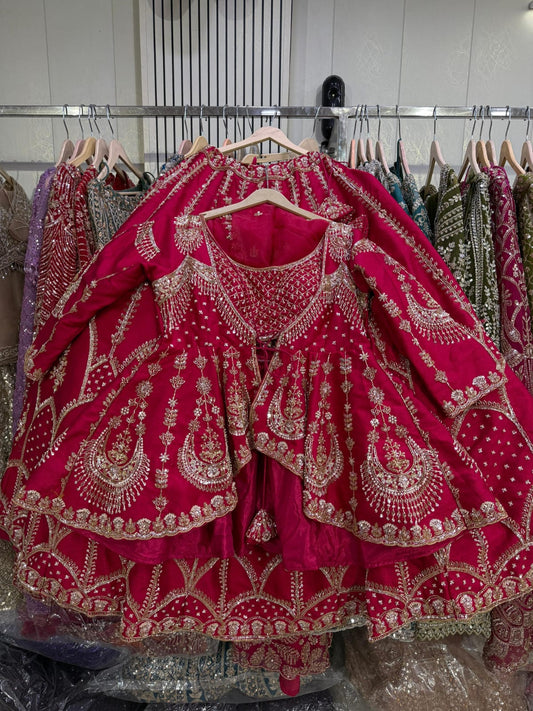 Hot Pink Peplum long Dress Farshi Gaharara Dress Special