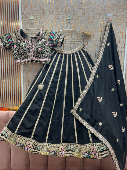 Something different Black Crop Top Lehenga