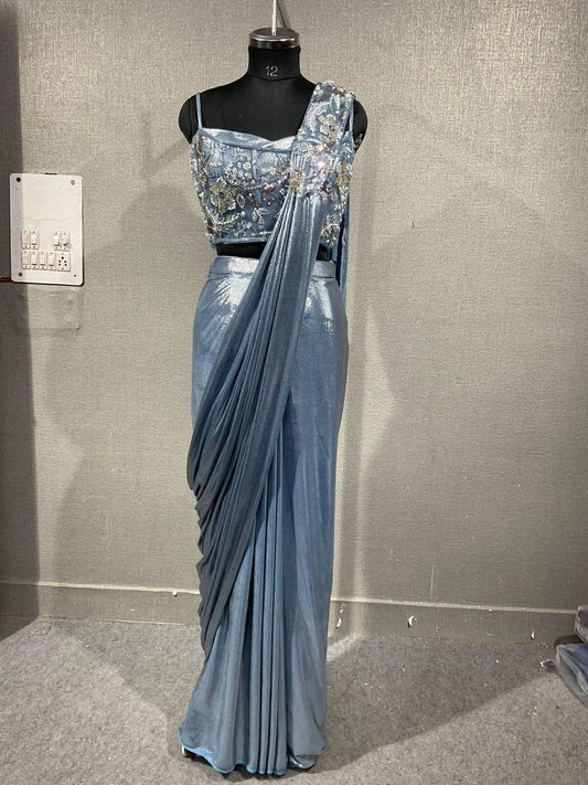 Sky Blue Drape Saree