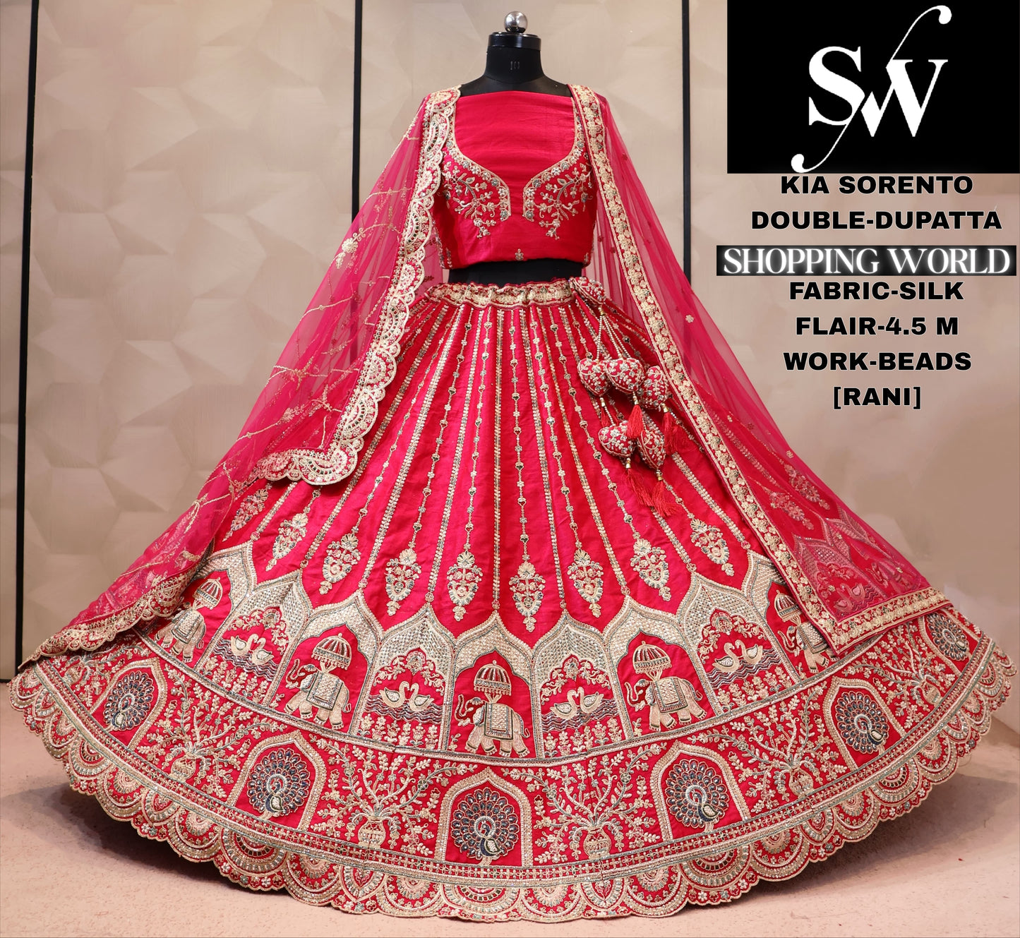 Maroon double dupatta bridal Lehenga