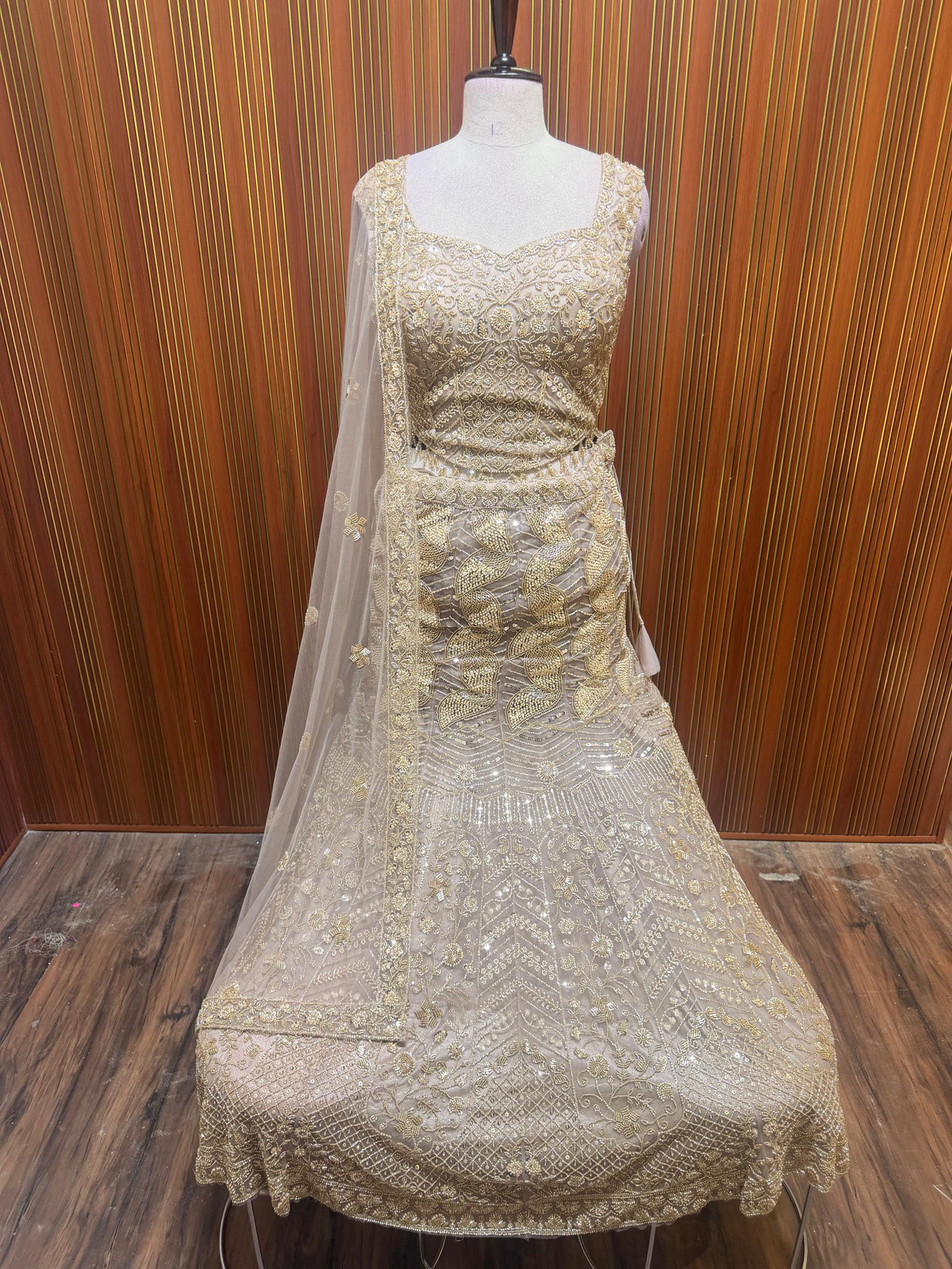 Golden fish cut lehenga