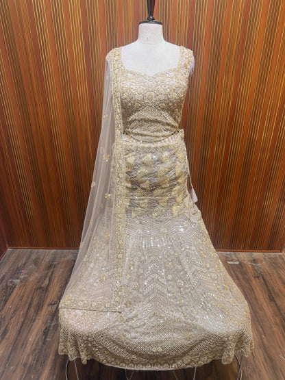 Golden fish cut lehenga