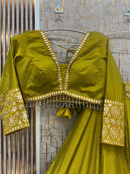 White Crop top Lehenga