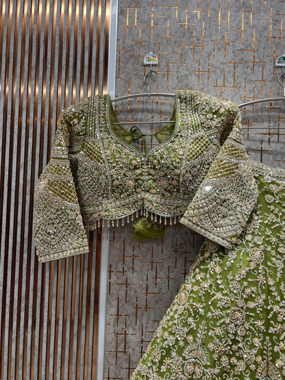 Rust Orange Crop Top Lehenga