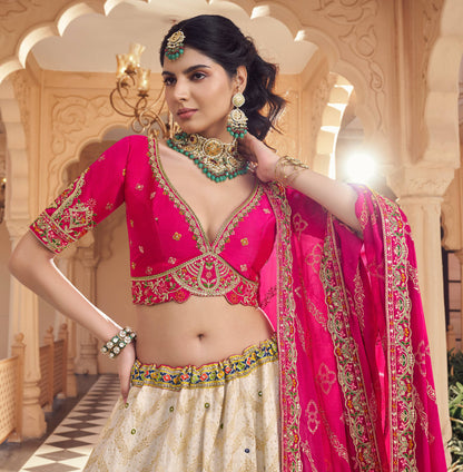 Engaging White pink Lehenga 1170