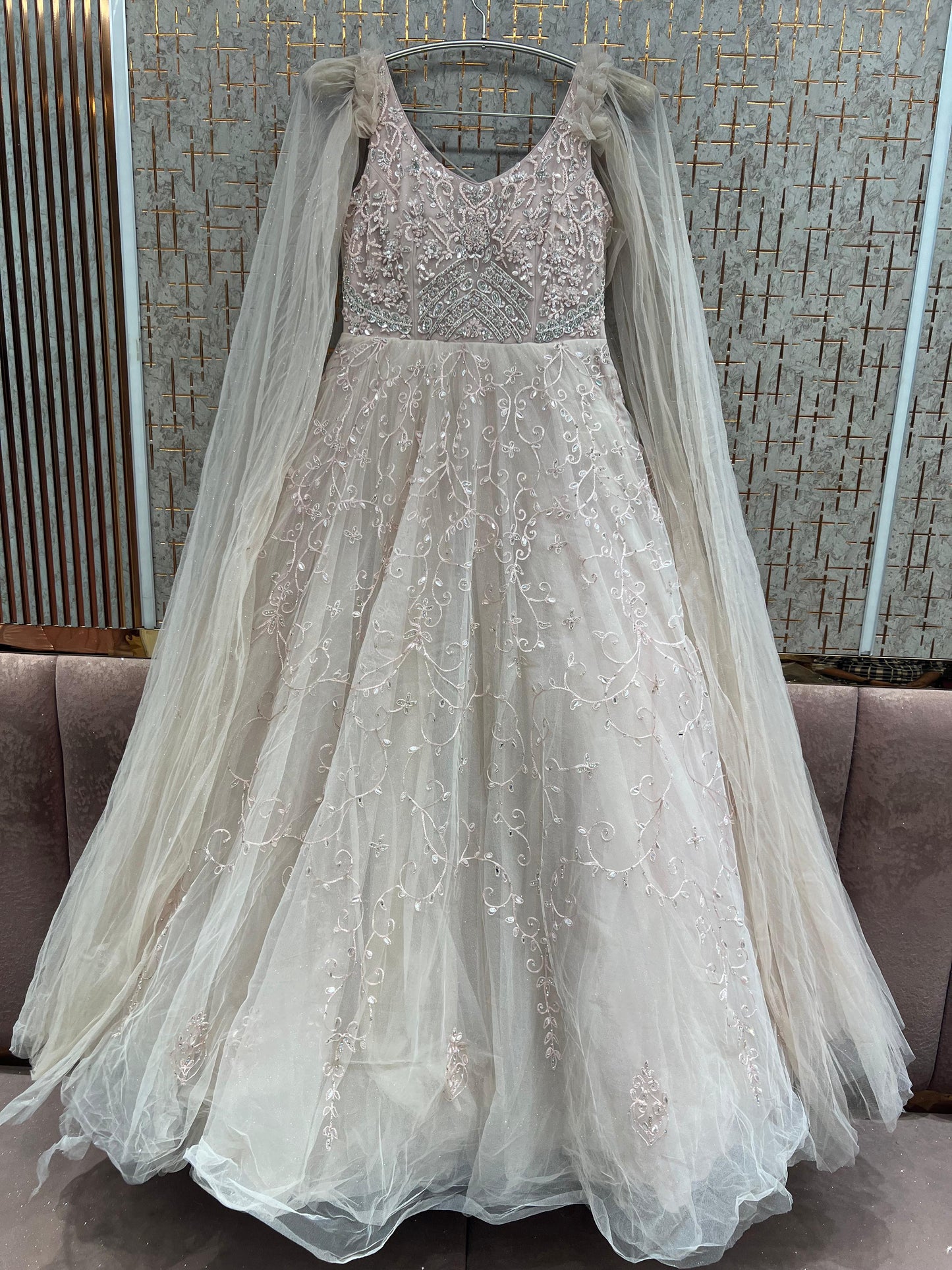 Sky Blue Heavy Handwork Gown