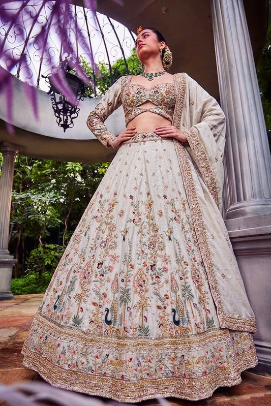 White Crop Top Lehenga