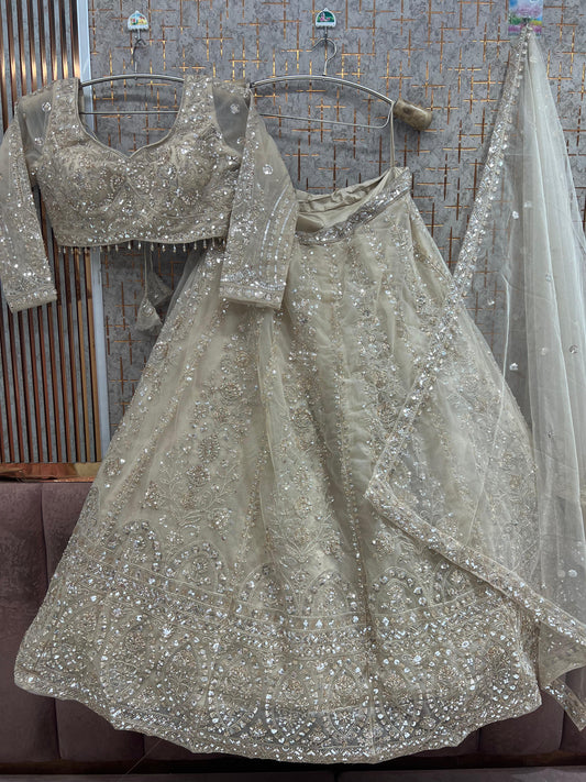 White Crop Top Lehenga