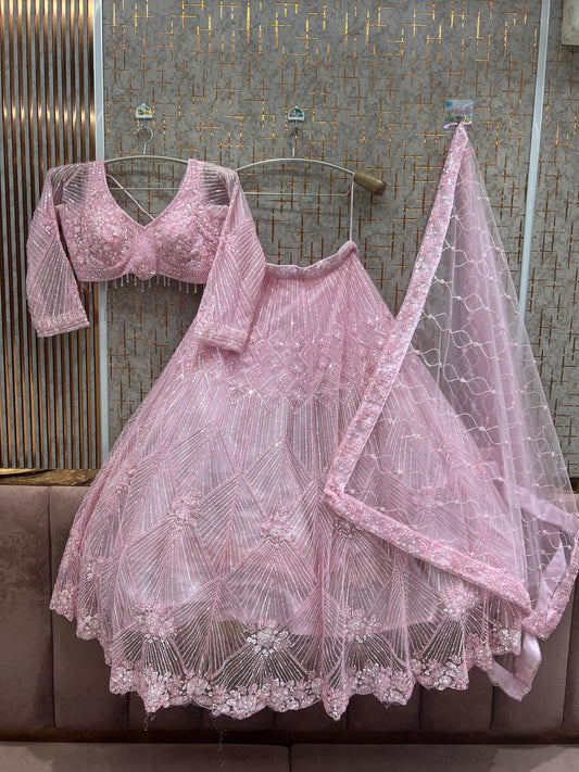 Astonishing pink crop top Lehenga