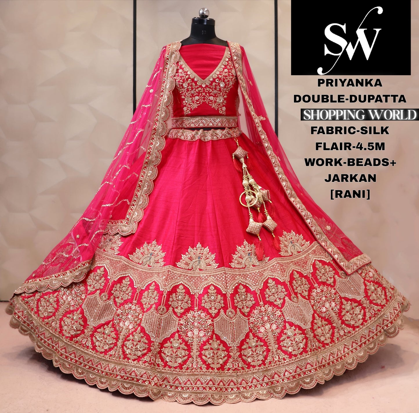 Maroon silk bridal Lehenga
