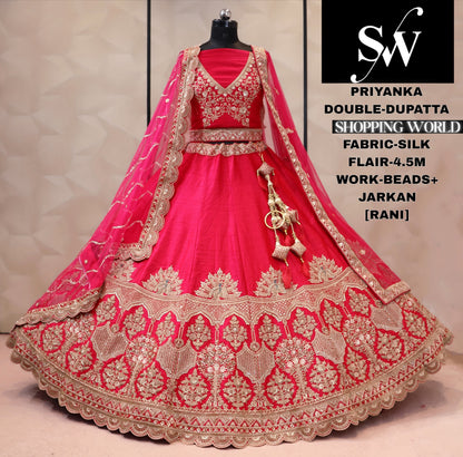 Maroon silk bridal Lehenga