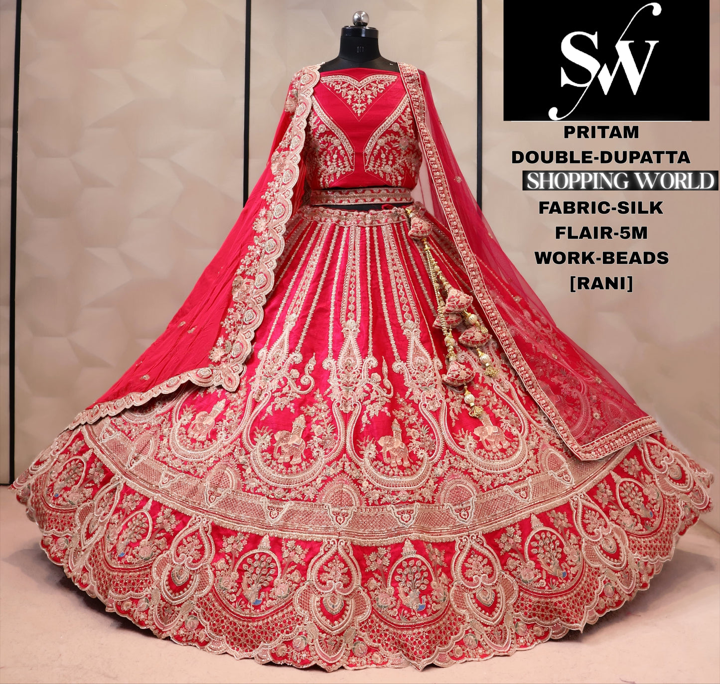 Red silk bridal Lehenga