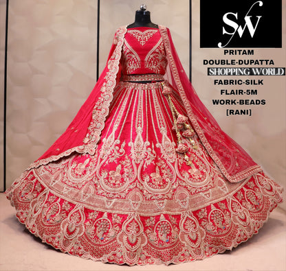 Red silk bridal Lehenga