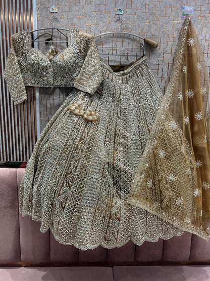 Attractive Hot pink Mirror work Crop Top Lehenga