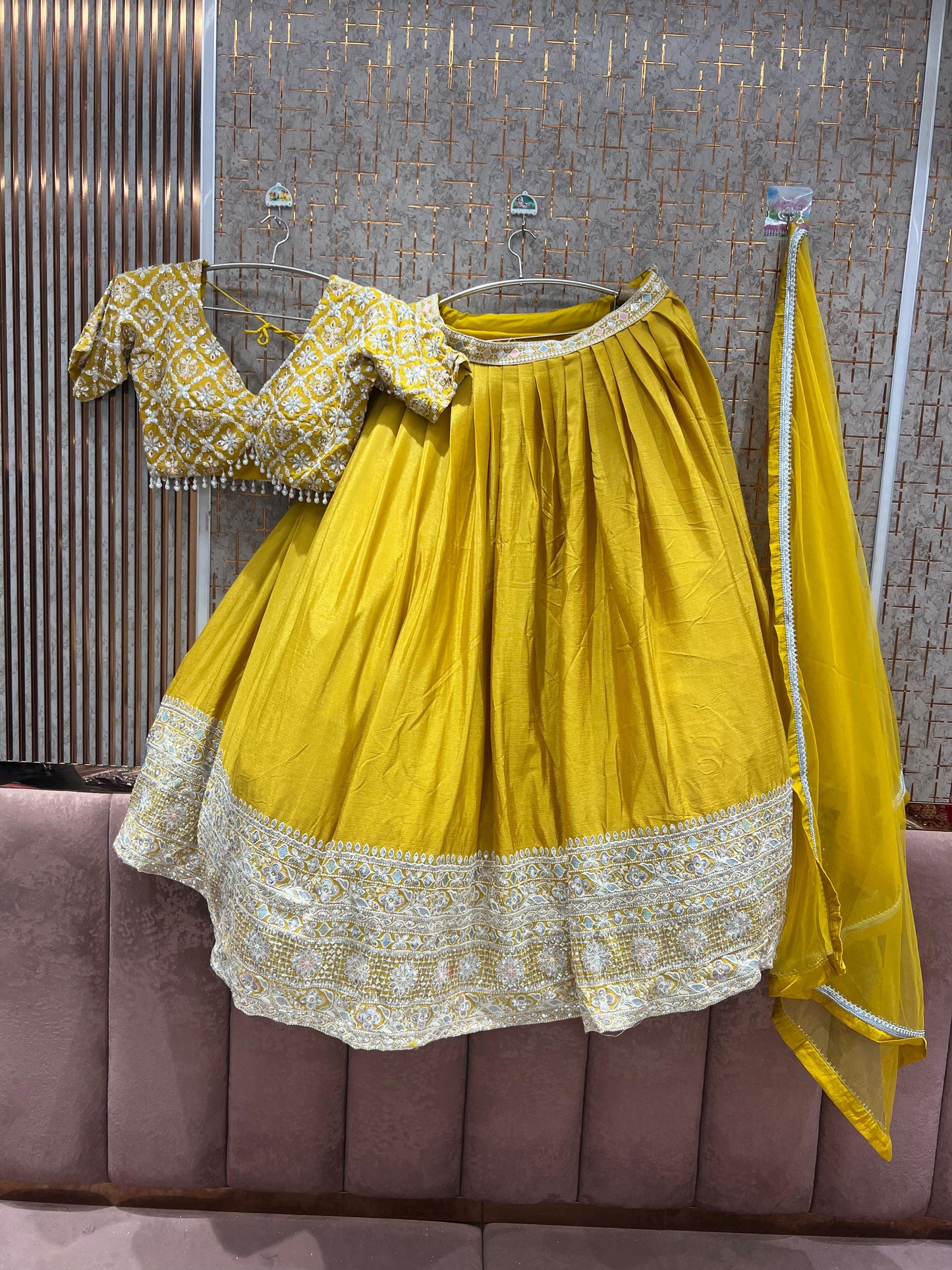 Glamorous Hot pink crop Top Lehenga