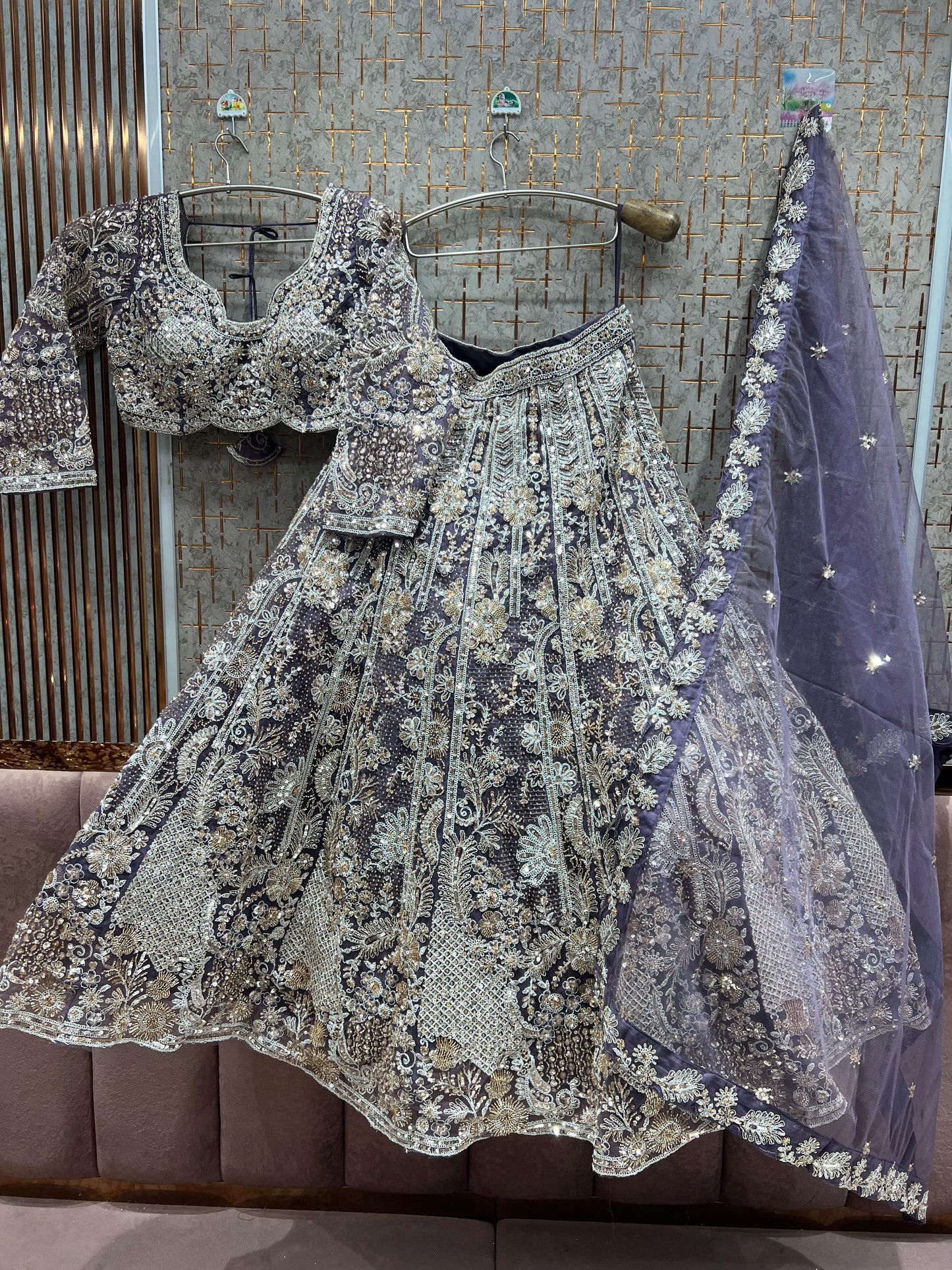 Astonishing Light Rama green Crop Top Lehenga