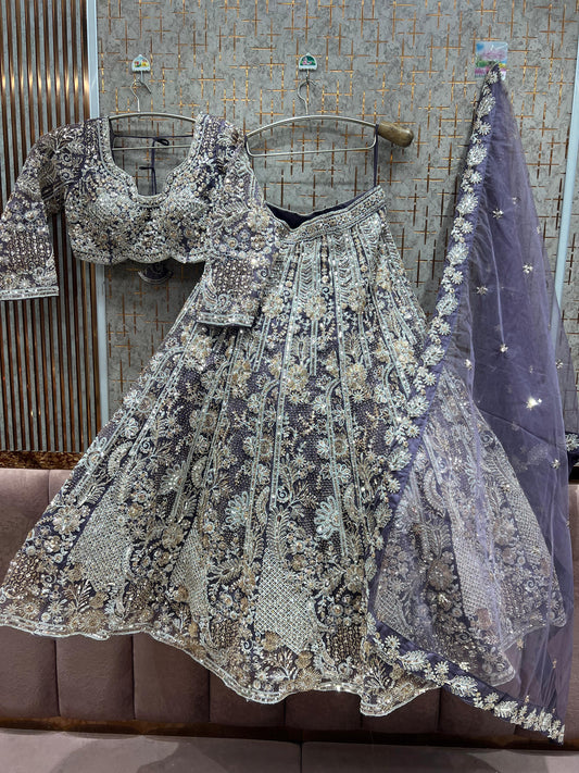 Fabulous Lavender Crop Top Lehenga