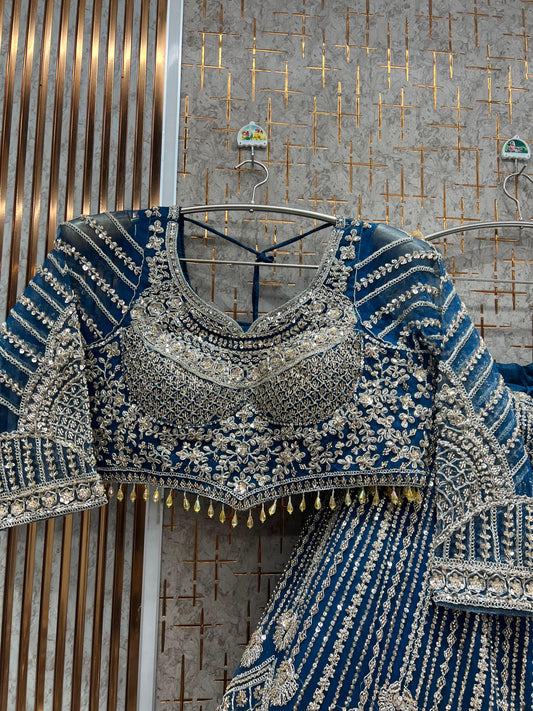 Delightful Blue crop top Lehenga