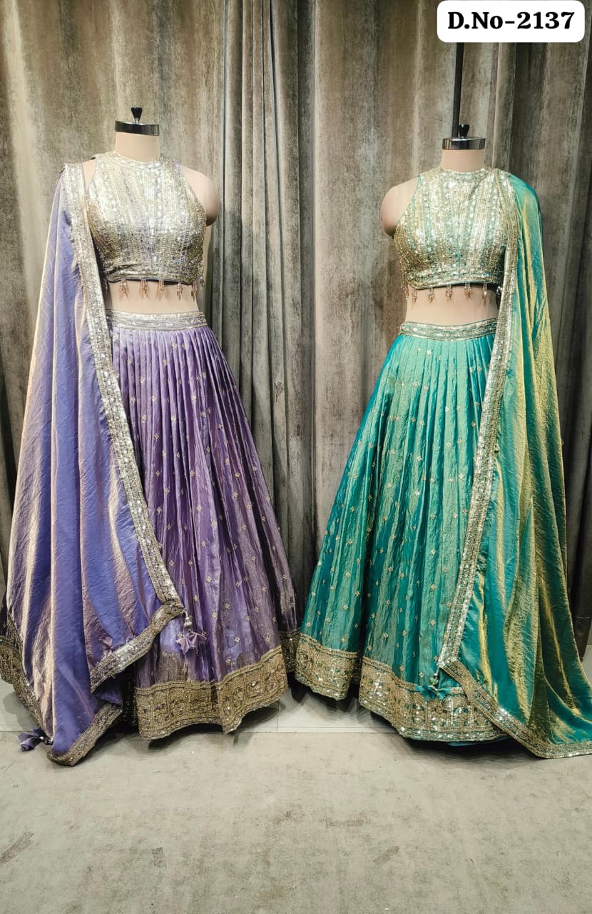 Lavender green Crop Top Lehenga