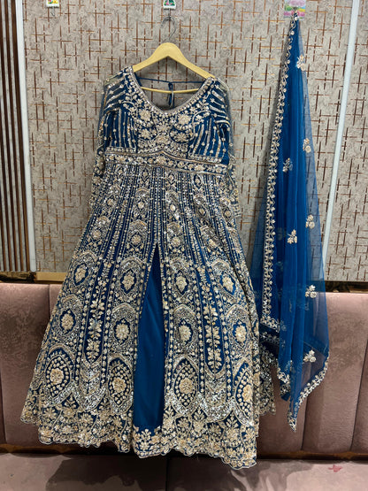 Chiku Golden Long Farshi garara muslim Bride Special Dress