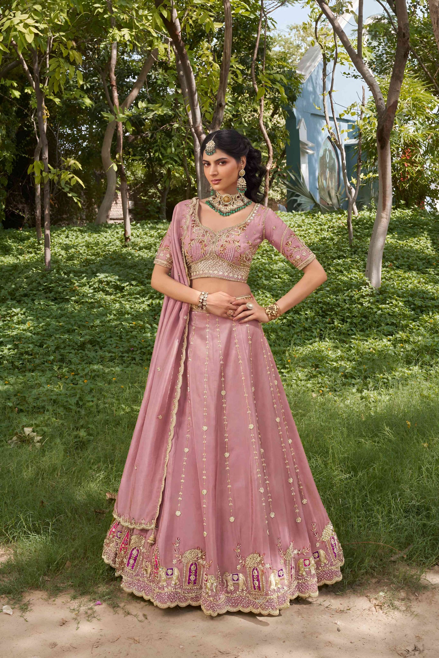 White Tissue Fabric Bead Work Lehenga 1139
