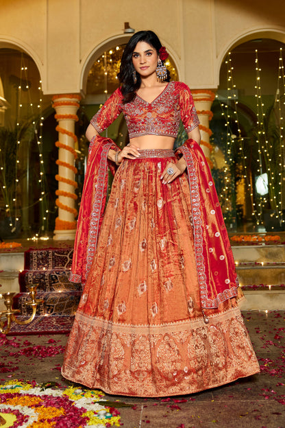 Amazing Rust Orange Crop Top Lehenga 2423