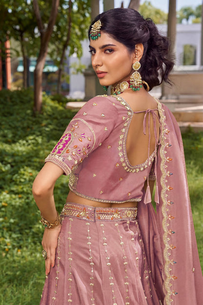 White Tissue Fabric Bead Work Lehenga 1139