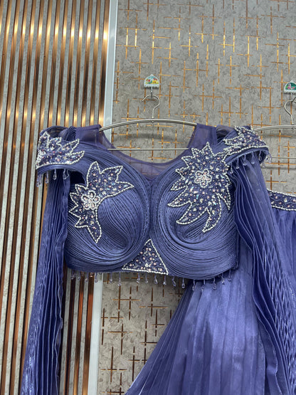 Peach Crop Top Lehenga - Shopping World