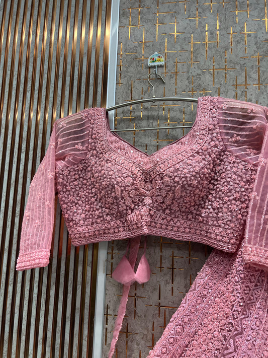 Pink Crop Top Lehenga