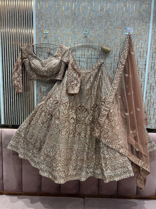 Brown Crop Top Lehenga