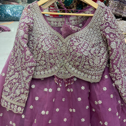 Engaging Rust Orange Booty Crop Top Lehenga