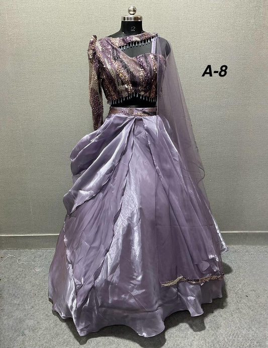 Purple Crop Top Lehenga