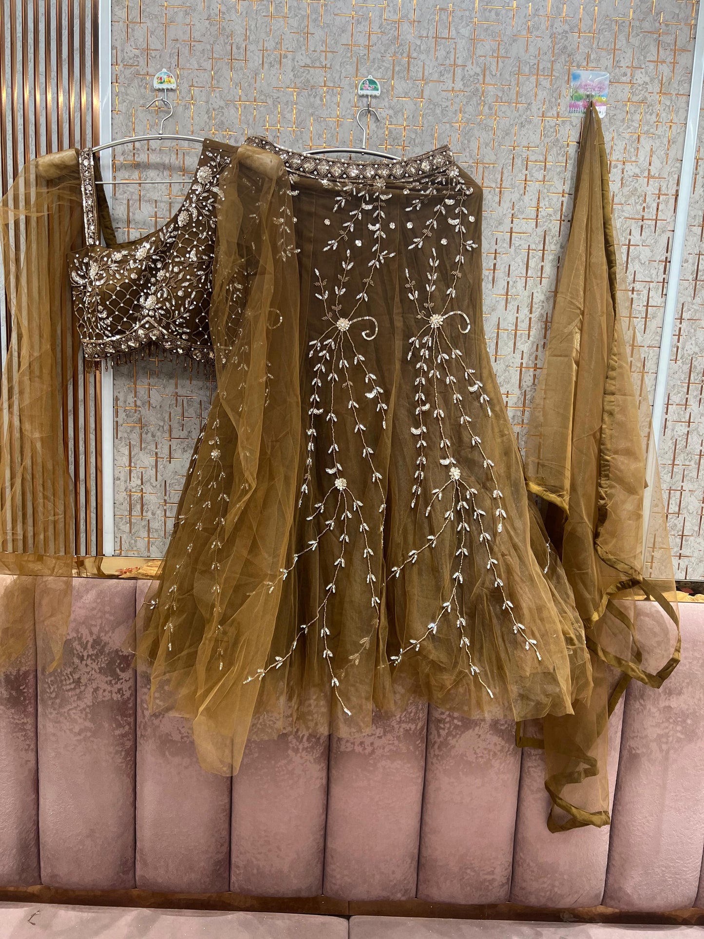 Mustard Crop Top Lehenga - Shopping World