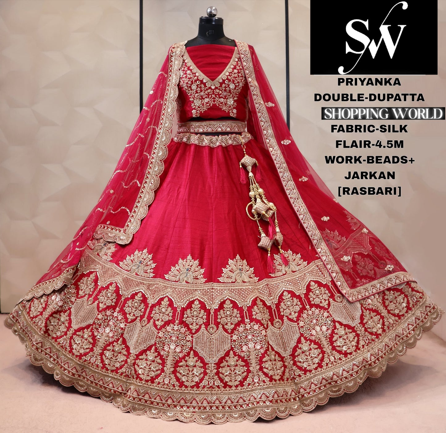 Maroon silk bridal Lehenga