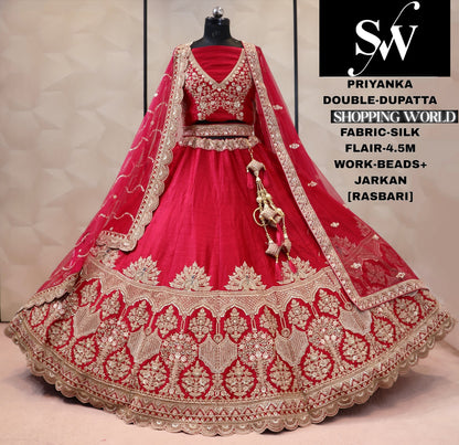 Maroon silk bridal Lehenga