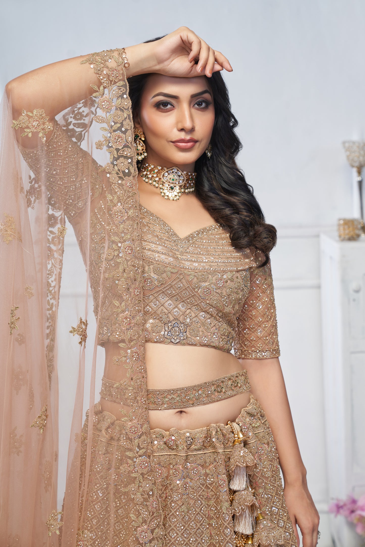 Awesome peach peacock lehenga