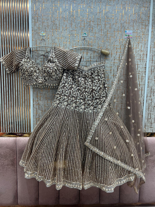 Pretty Rust Brown Fish Cut  Crop Top crop top Lehenga