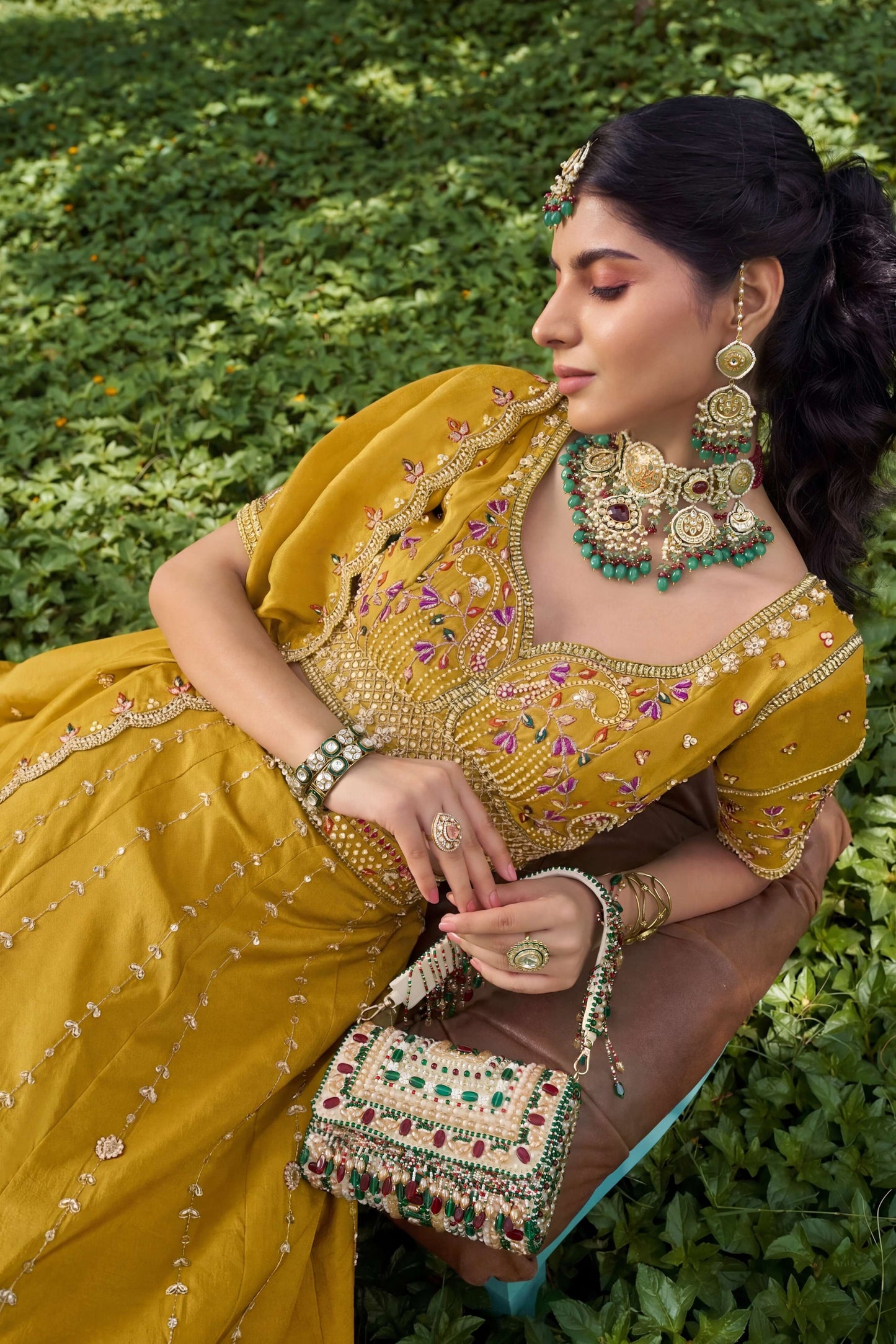 White Tissue Fabric Bead Work Lehenga 1139