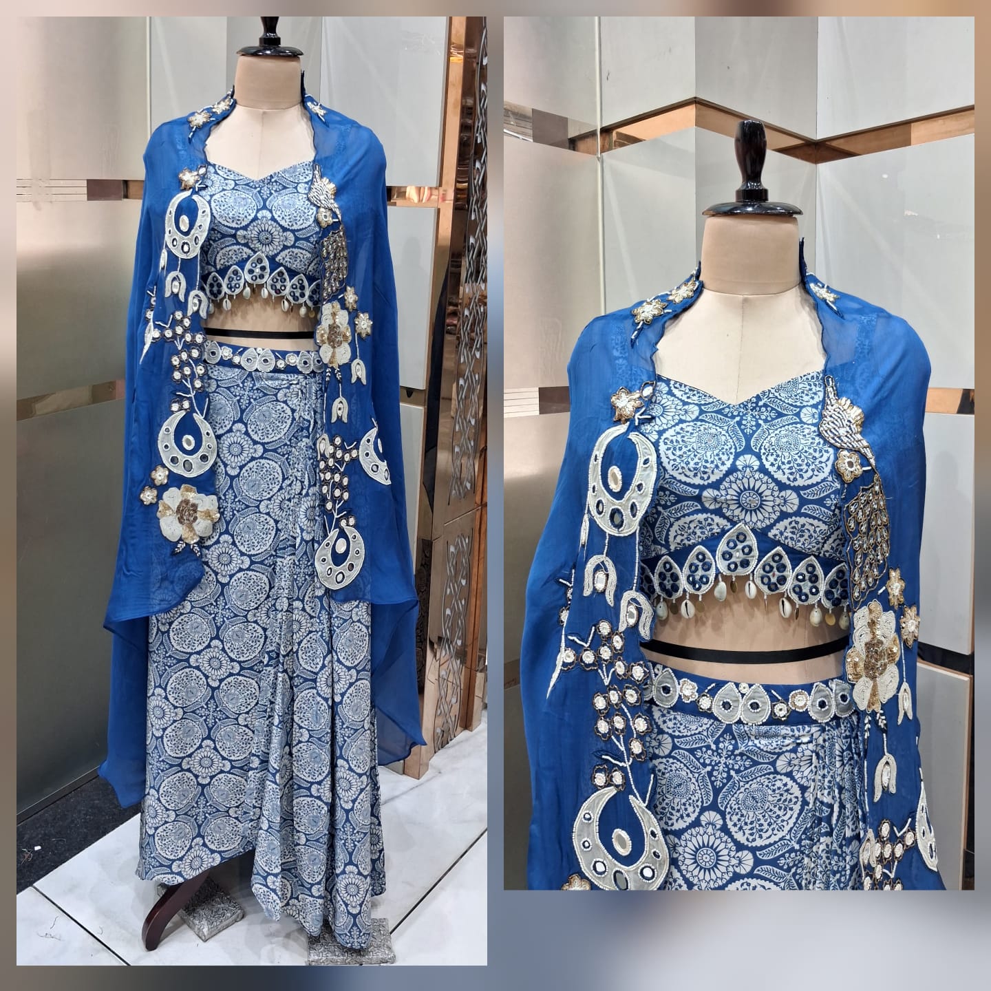 Blue Shrug Sharara Dress