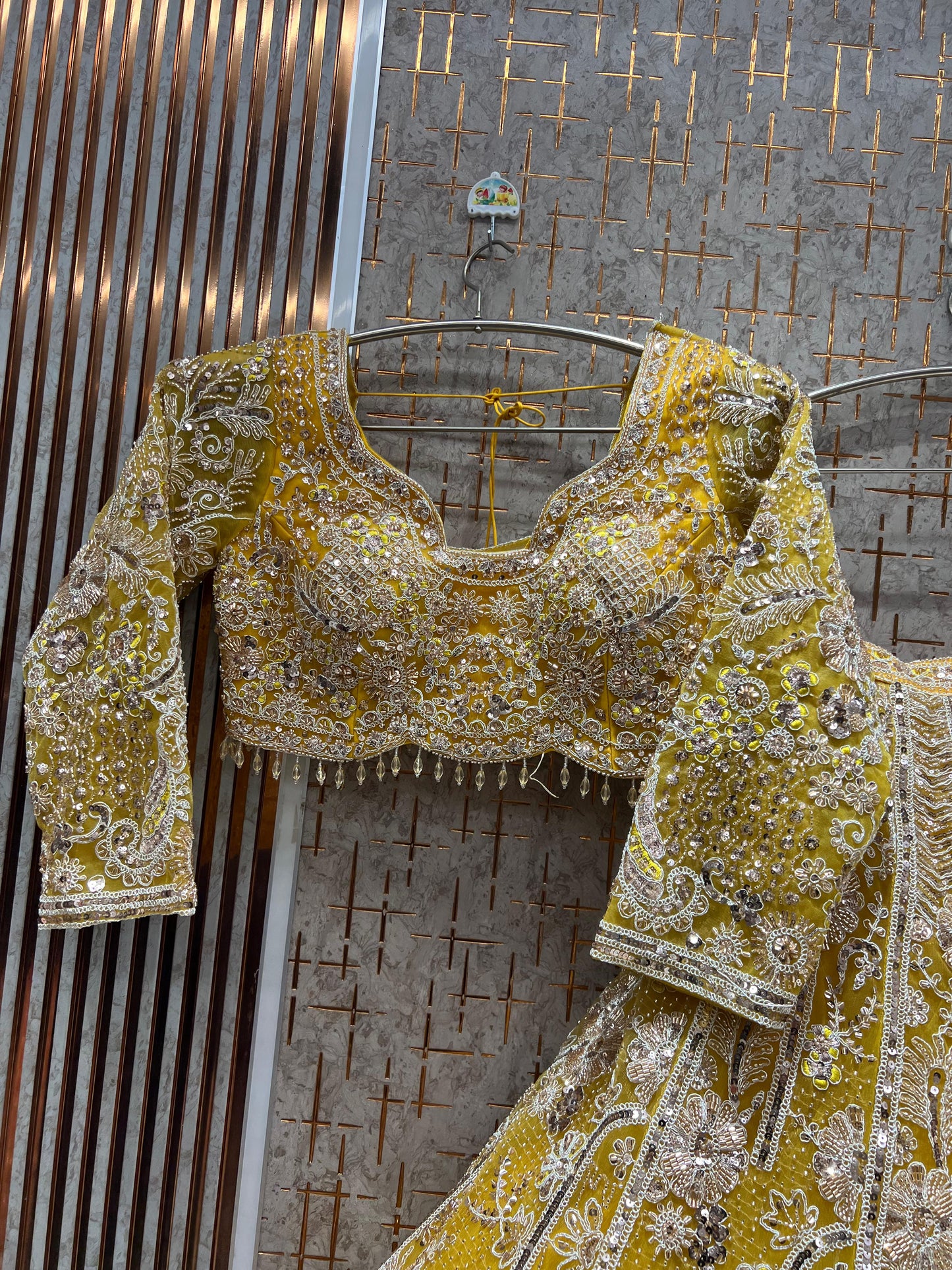 Fantastic yellow haldi mehendi Ready to Wear crop top Lehenga