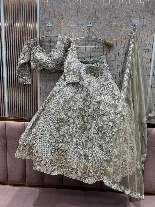 Attractive White Crop Top Lehenga